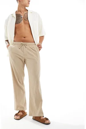 JACK & JONES Beige bukser i krølstof med vide ben-Neutral