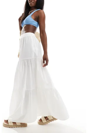 New Look Lagdelt midinederdel i poplin