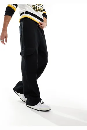 ASOS Sorte joggingbukser med vide ben og utility-detaljer i kraftig kvalitet