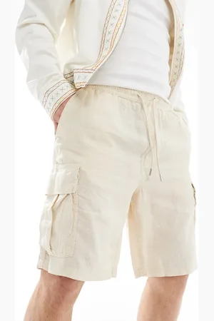 JACK & JONES Wide Fit - Beige cargoshorts i hør-Neutral