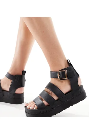 Truffle Collection Wide Fit - Sorte sandaler med brede remme