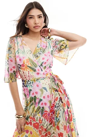 HOPE & IVY Slå-om-maxikjole med lyst blomsterprint