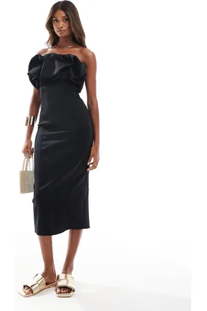River Island Bardot-midikjole med pufærmer i