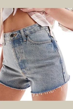 Topshop Lover - Afblegede denimshorts