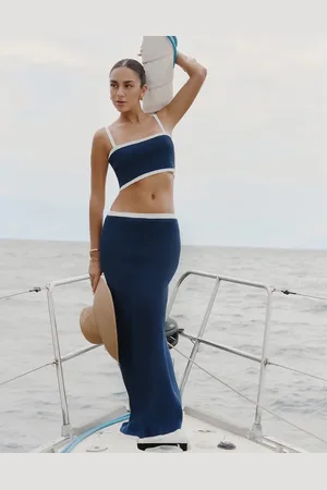 4th & Reckless X Luana Barron - Colette - Strikket maxi-strandnederdel med kontrastkant - Del af sæt