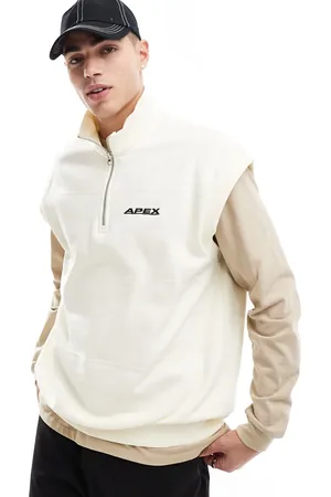 ASOS Oversized og ærmeløs råhvid sweatshirt med ståkrave og broderet detalje