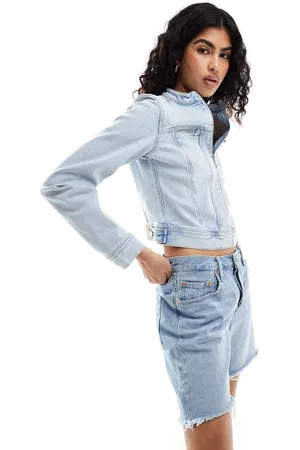 Tommy Hilfiger Lyseblå biker-denimjakke