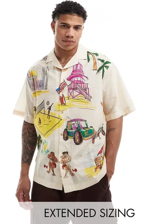 ASOS Oversized skjorte med reverskrave og ferieprint-Multifarvet