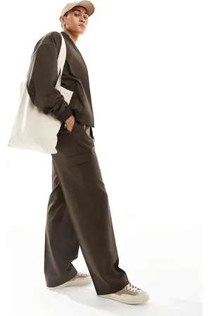 ASOS Elegante cargobukser med vide ben og lommedetaljer i - Del af sæt