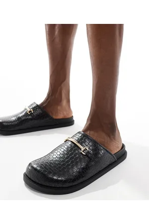 ASOS Vævede mules i med guldfarvede spændedetaljer-Brun