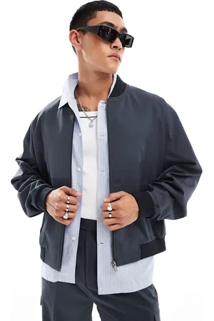 ASOS Elegant bomber-jakke med lommedetalje i grå - Del af sæt