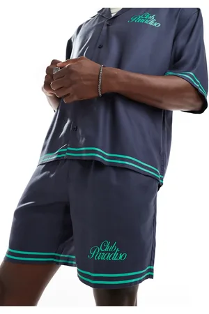 Only & Sons Pull on-shorts med print i marineblå - Del af sæt