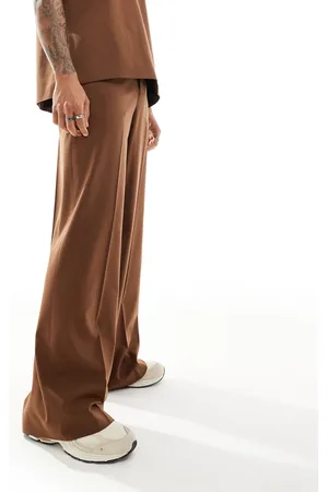 ASOS Chokoladebrune løse habitbukser med vide ben