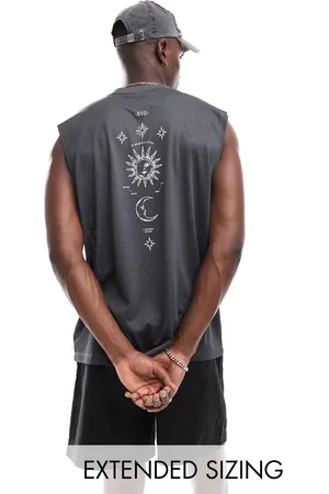 ASOS Oversized tanktop med print på rygsøjlen i gråt sportsmesh