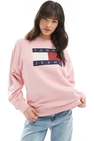 Tommy Hilfiger Sweatshirt med flaglogo i forvasket pink-Lyserød