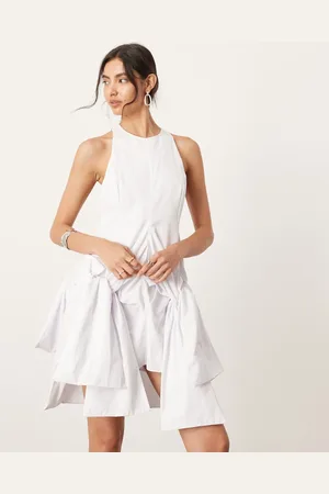 ASOS Minikjole med racerhals og sænket talje med knudedetaljer