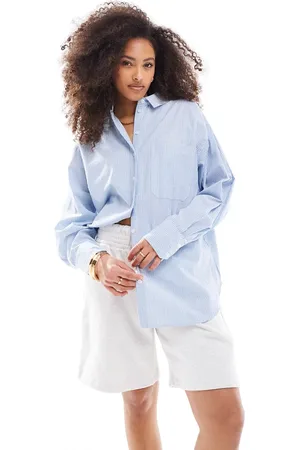 ASOS Oversized skjorte med striber i blå og hvid-Multifarvet