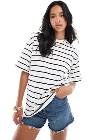 River Island Boyfriend-t-shirt i med sorte striber