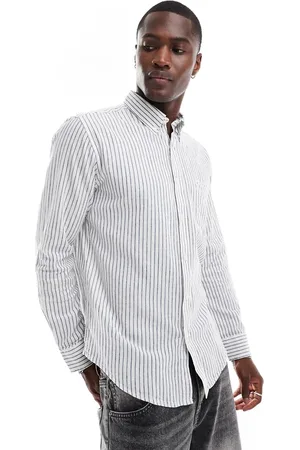 Ben Sherman Langærmet hørskjorte med brede striber i