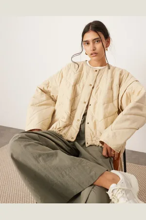 ASOS Vatteret bomber-skjortejakke med løbesnor i taljen i -Neutral