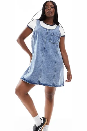 Noisy May Blå pinafore-kjole i denim