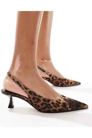ASOS Stroll - Sko med slingback-rem og kitten-hæl i leopardprint-Multifarvet