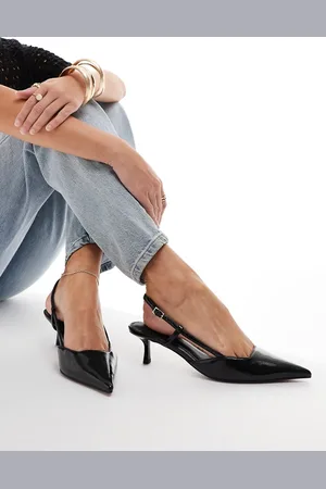 ASOS Strike - Sorte slingback-sko med kitten-hæl