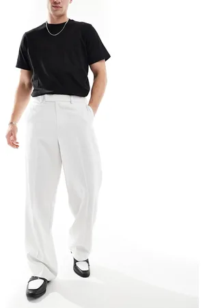 ASOS Hvide elegante bukser med vidde i tekstureret stof
