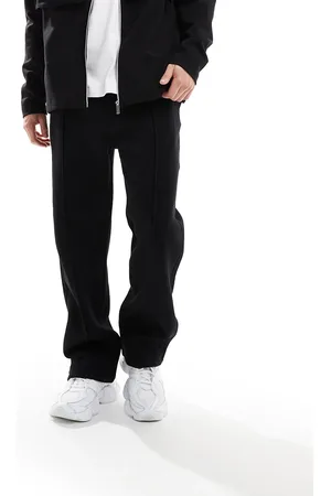 Bershka Sorte joggingbukser med vide ben og pintucks