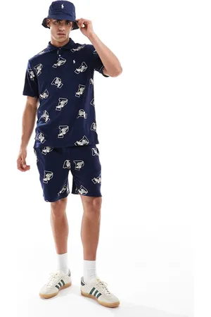 Ralph Lauren Sweat-shorts med gennemgående sportslogo i retrostil i frotté - Del af sæt