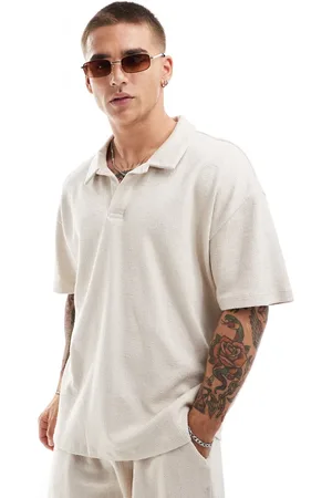 New Look Oversized og poloskjorte med tekstur - Del af sæt-Neutral