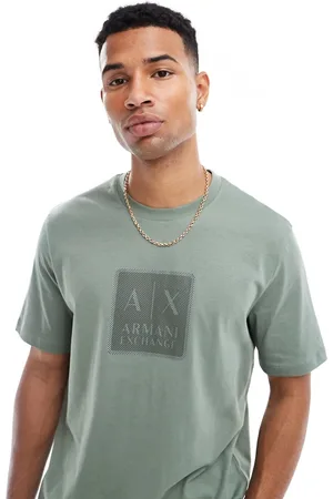 Armani Exchange Grøn T-shirt med firkantet logo