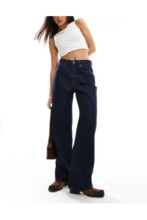 Abercrombie & Fitch Højtaljede jeans i loose fit i mørkeblå vask