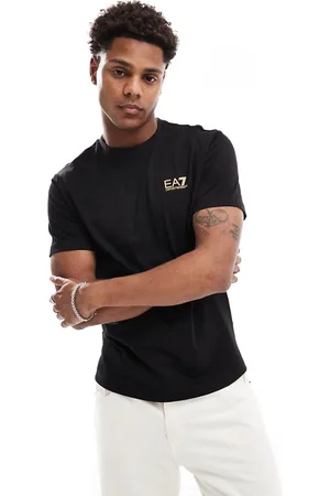 EA7 T-shirt med logo på brystet i guldfarve