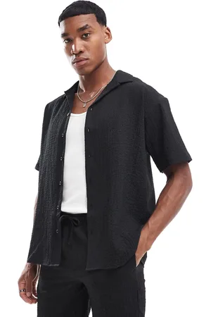 JACK & JONES Oversized skjorte med reverskrave i krølstof - Del af sæt