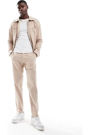 JACK & JONES Premium - Beige og afslappede habitbukser i hørblanding-Neutral