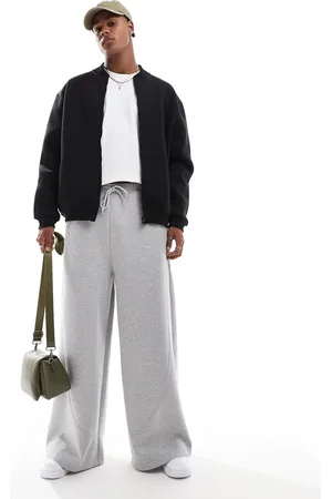 ASOS Gråmelerede joggingbukser med supervide ben i scuba-stof