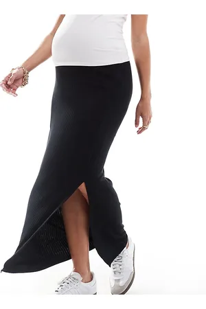 Mama;licious Mamalicious Maternity - maxinederdel med taljekant over maven i ribbet jersey
