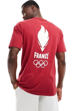 Le Coq Sportif Equipe De France Paris 2024 Olympics - T-shirt med print på ryggen i riorød