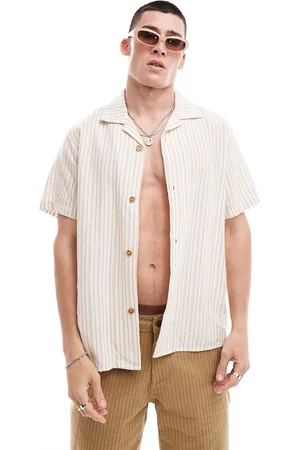 Rhythm Stribet strand-T-shirt i feriestil-Hvid