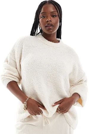 ASOS ASOS DESIGN Curve - trøje i boucle med rund hals-Hvid