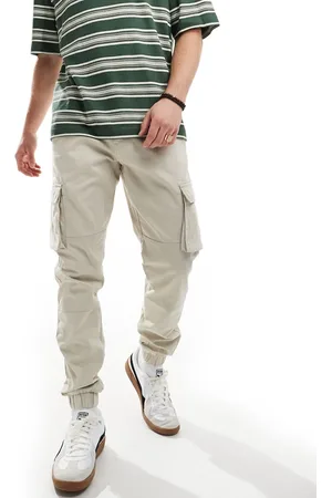 Only & Sons Sandfarvede cargobukser med tapered pasform og manchetter-Neutral