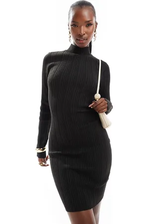 In The Style Strikket bodycon-minikjole med høj hals i