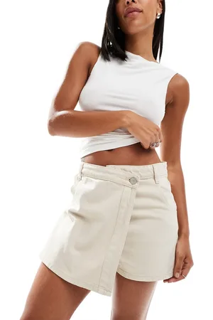 Threadbare Skort i ecrufarvet denim
