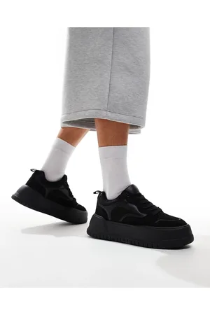 ASOS Chunky trainers in black faux suede mix