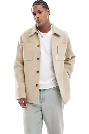ASOS Kamelbrun skjortejakke i uldlook-Neutral