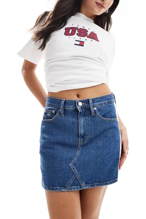 Tommy Hilfiger Izzie - Denim-mininederdel i mellemvask-Blå