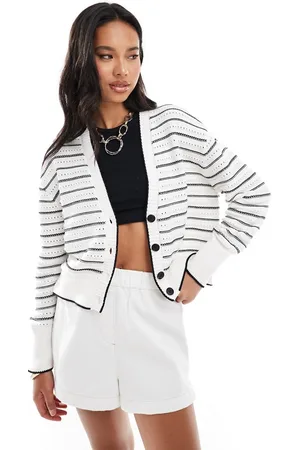 French Connection Cardigan i sort og hvid-Multifarvet
