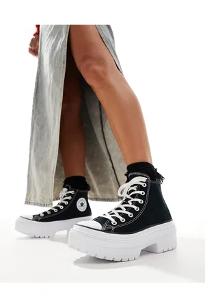 Converse Chuck Taylor - All Star - Sorte sneakers med rillet flatform-sål