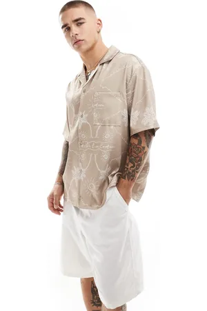 The Couture Club Beige skjorte med palmebroderi